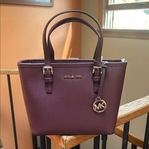 Michael Kors Plum Tote with Gold Accents